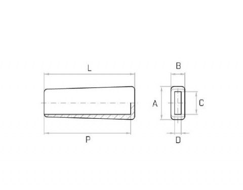 Griff MPV 21x41 für Flachmaterial - Technische Zeichnung - Standgriff für Flachmaterial | Kuala Kunststofftechnik GmbH