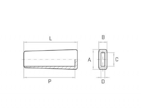 Griff MPV 41x111 für Flachmaterial - Technische Zeichnung - Standgriff für Flachmaterial | Kuala Kunststofftechnik GmbH
